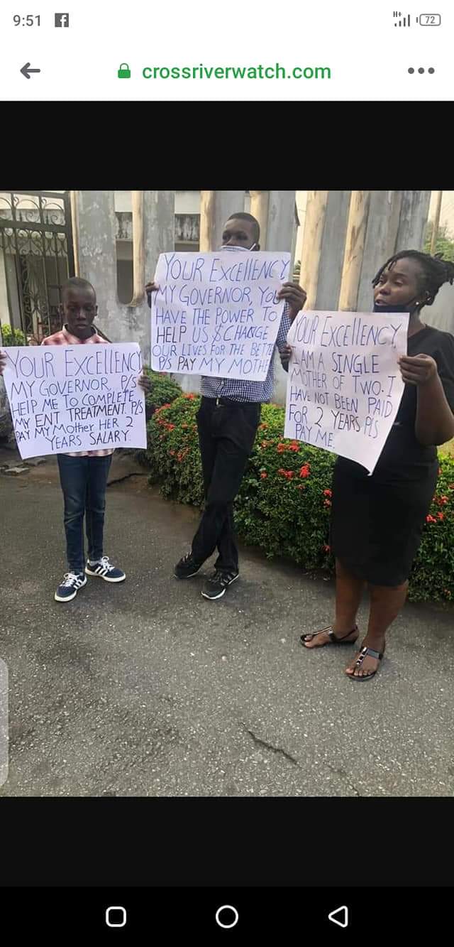 Chief Magistrate, Her Two Children Storm Cross River Gov's Office To Protest Non-payment Of 2-yr Salary + Photos 