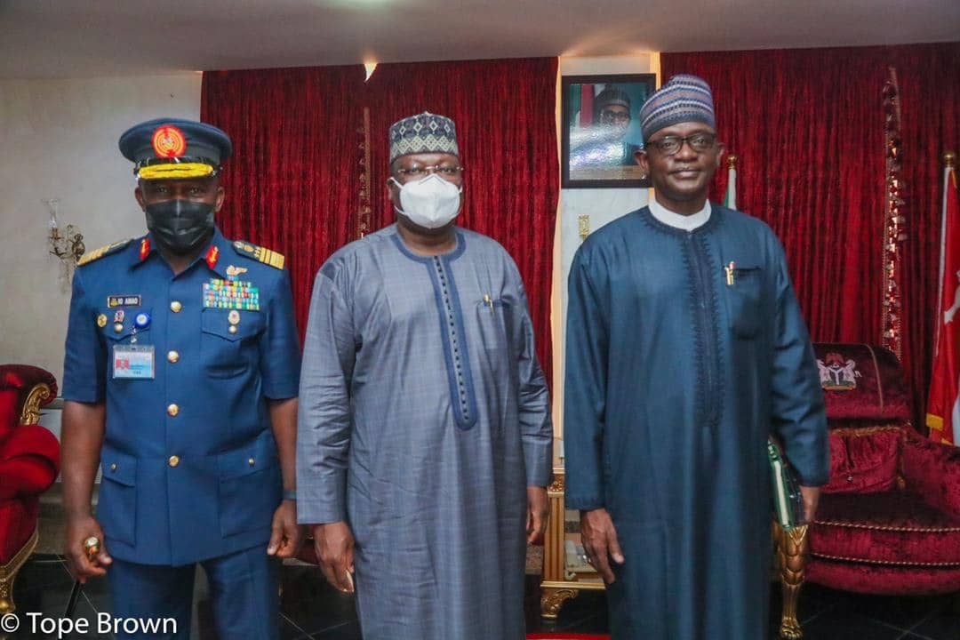 Images As Senate President Meets Chief Of Air Staff, Yobe Governor In Abuja