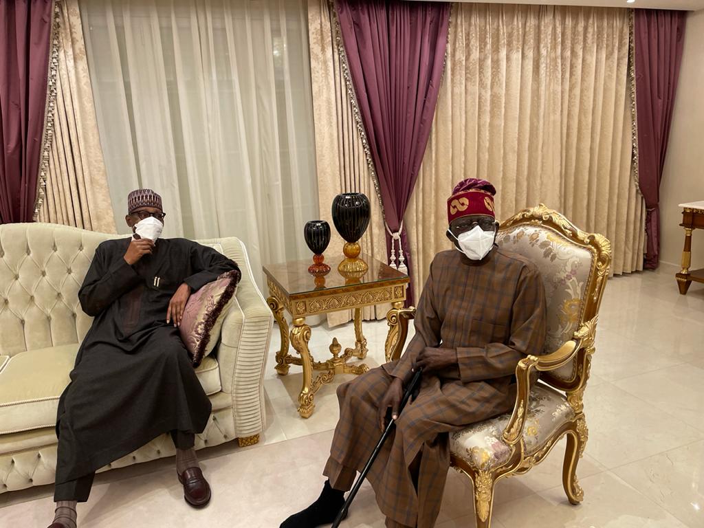 In Pictures, Asiwaju Bola Ahmed Tinubu Meets Buhari In London