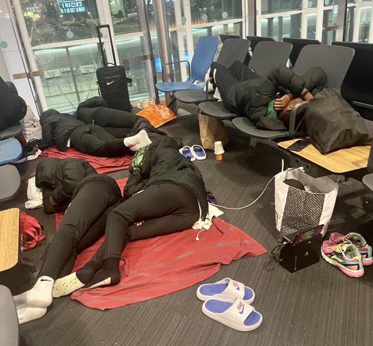 Falconets Sleep On Chairs, Floor At Turkish Airport After Crashing Out Of U-20 Women World Cup + Photos 