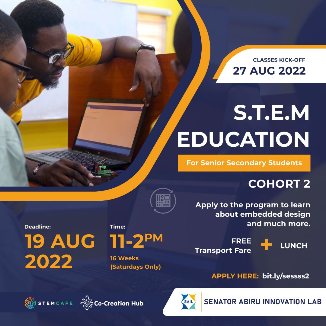 Senator Abiru Innovation Lab (SAIL) Opens Application For STEM Education For Senior Secondary School Students Cohort 2