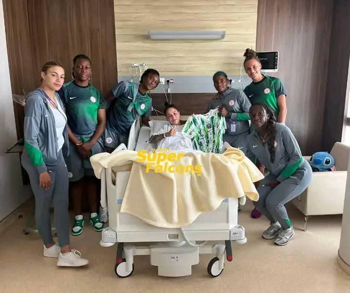 Images As Falcons Players Visit Injured S’African Player In Hospital + Their Letter To Banyana Banyana