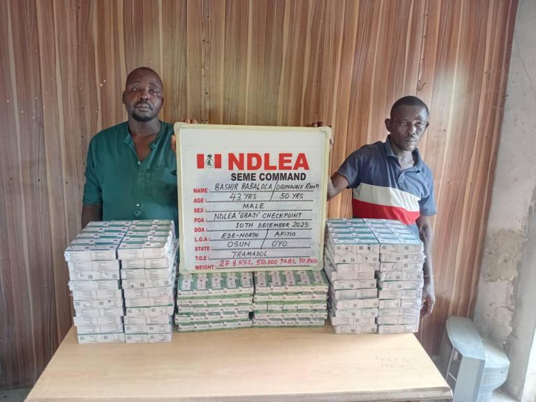 NDLEA Arrests Fleeing Bandits’ Drug Supplier ‘Gamboli’ in Niger; Nabs Mum, Child for 1,187kg skunk seized in Ondo + Photos