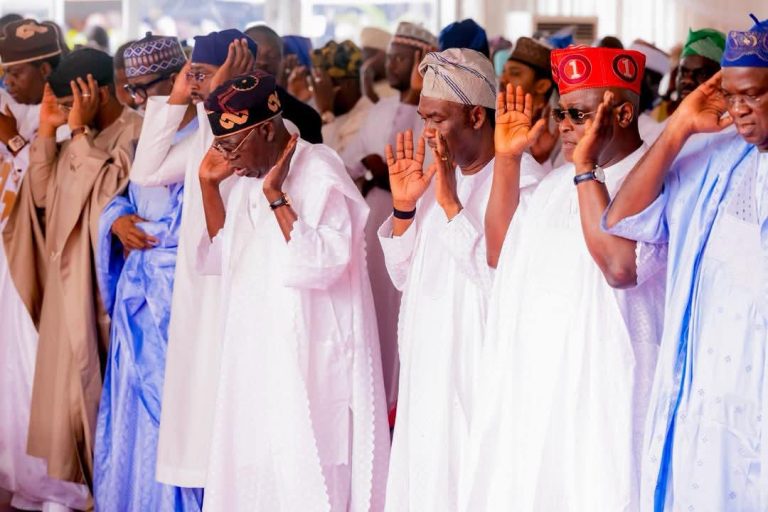 Images as Kadri Hamzat Observes Eid-el-Kabir Prayer With Tinubu, Others