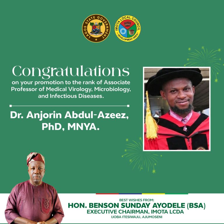 Imota LCDA Boss Greets Azeez Anjorin on Associate Prof Promotion
