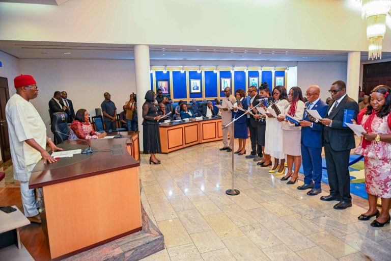 Fubara Swears-in 12 Perm Secs; Tasks Them on Integrity, Service