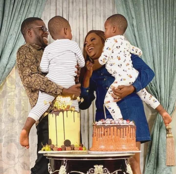 Funke Akindele, JJC Skillz reunite with Twin Sons in Paris