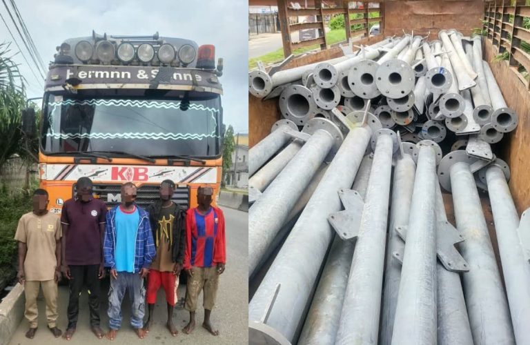 Police Nab Suspected Telecom Vandals, Recover Truckload of Stolen Iron Rods in Lagos