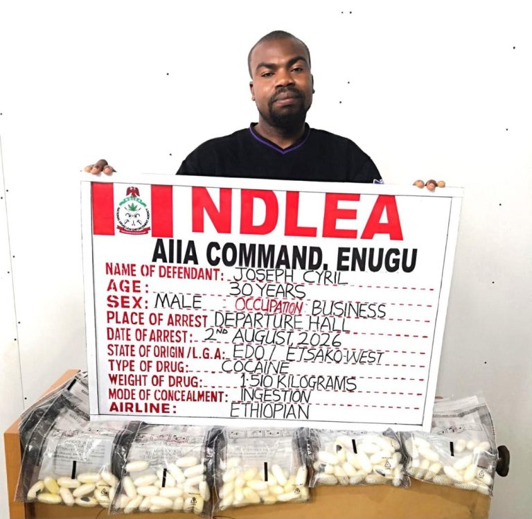 Italy-based Businessman Excretes 98 Cocaine Wraps at Enugu Airport; NDLEA Seizes Cocaine Bound for Saudi Arabia, Italy