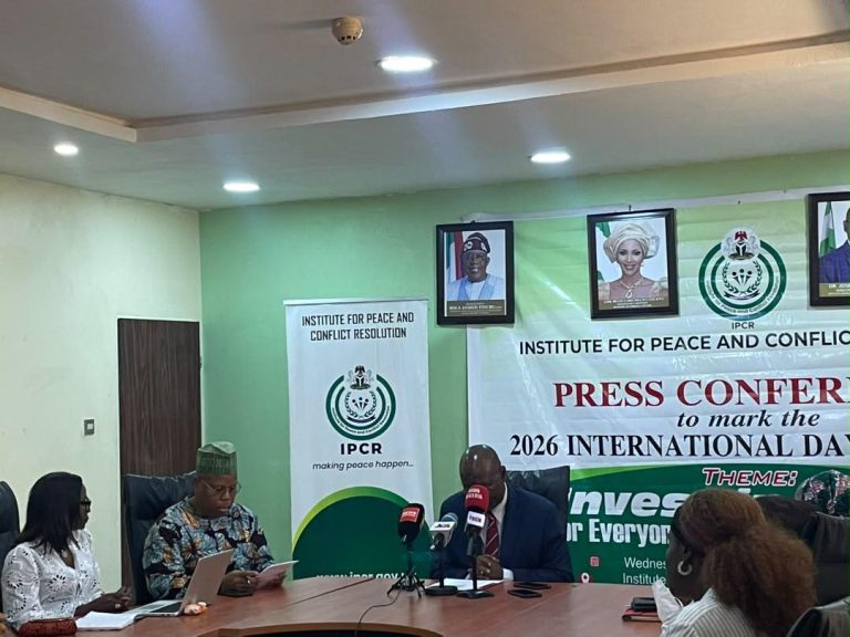 IPCR Urges Nigerians to Invest in Peace Ahead of 2027 Elections